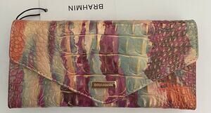 Brahmin Melbourne VERONICA Trifold Envelope Wallet DESTINY Pink Orange B000520‎
